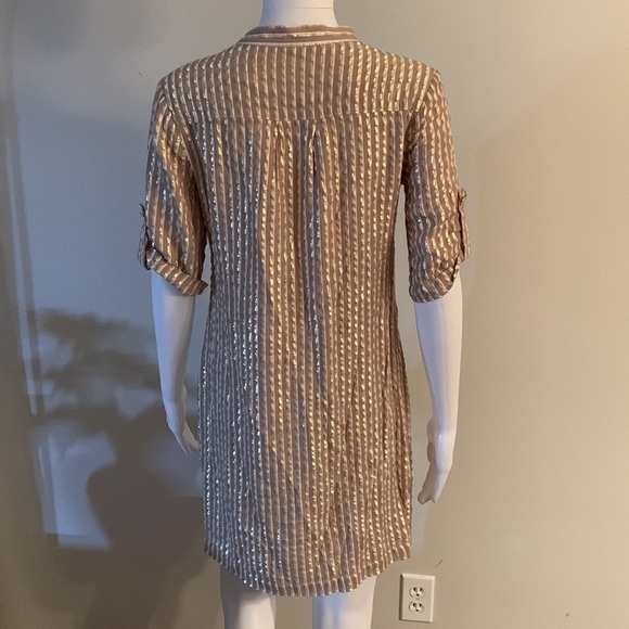 Anne Klein Mini Dress Gold Metallic white and tan, Size 6, very good condition - Picture 3 of 7